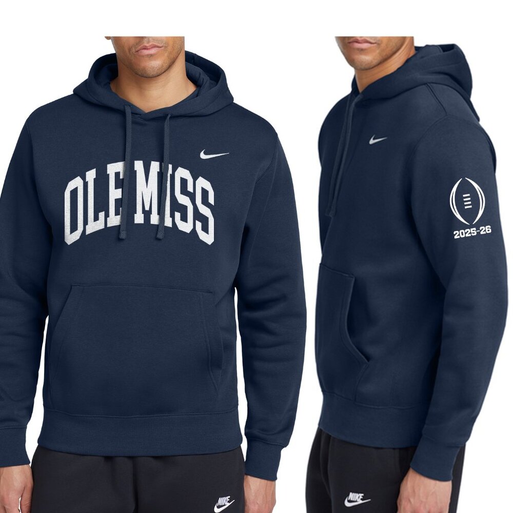 Ole Miss College Playoffs Nike Club Fleece Pullover Hoodie NAVY Rebels